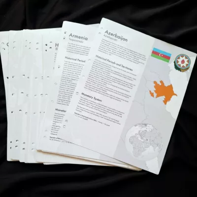 Interleaves sheets for Asian coin album. Сountries. Informational