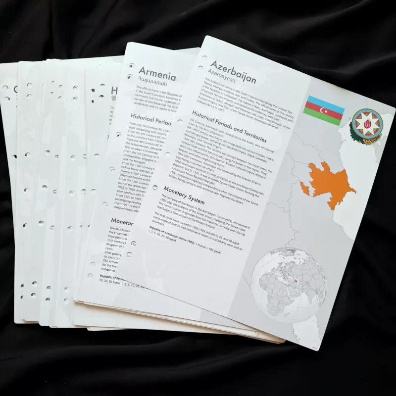 Interleaves sheets for Asian coin album. Сountries. Informational