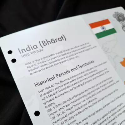 Interleaves sheets for Asian coin album. Сountries. Informational