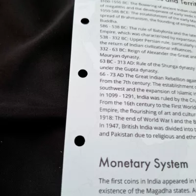 Interleaves sheets for Asian coin album. Сountries. Informational