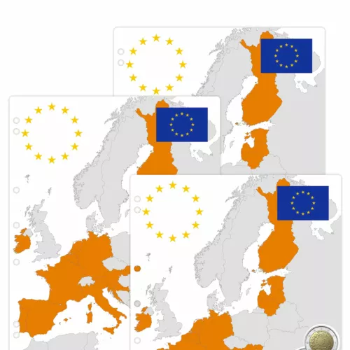 Interleaves sheets for European Union coin album. Universal