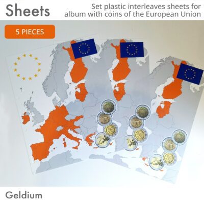 Interleaves sheets for European Union coin album. Universal