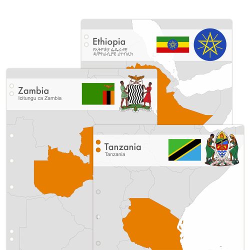 Interleaves sheets for Africa coin album. Countries