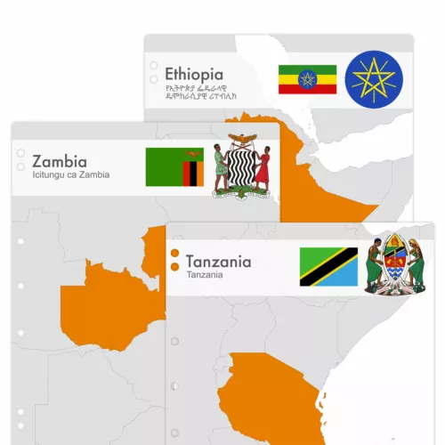 Interleaves sheets for Africa coin album. Countries