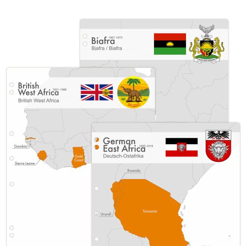 Interleaves sheets for Africa coin album. Disappeared Countries