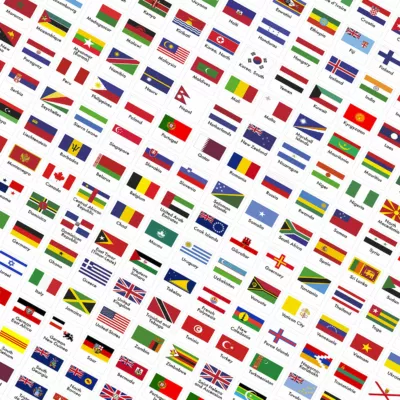 A Large Set of Flags of Modern and Extinct Countries for Coin and Banknote Albums
