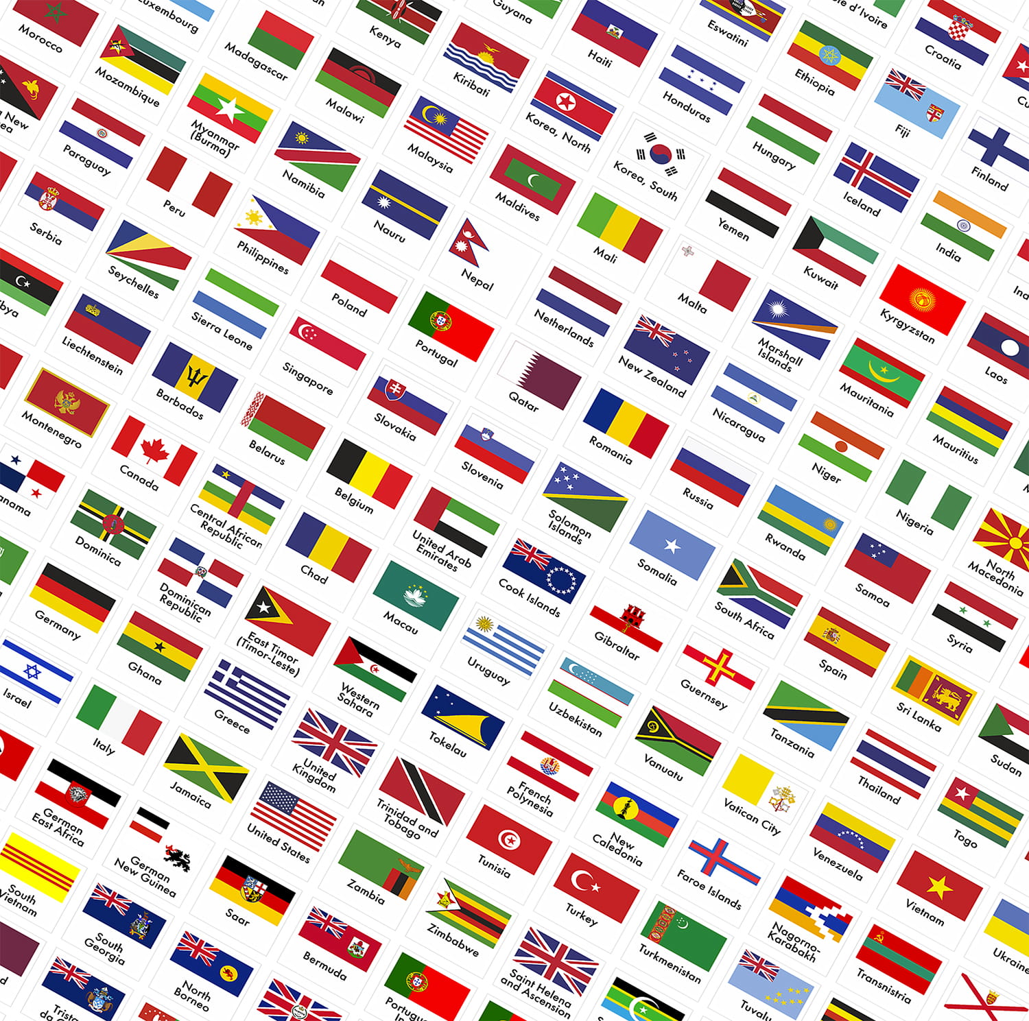 A Large Set of Flags of Modern and Extinct Countries for Coin and Banknote Albums