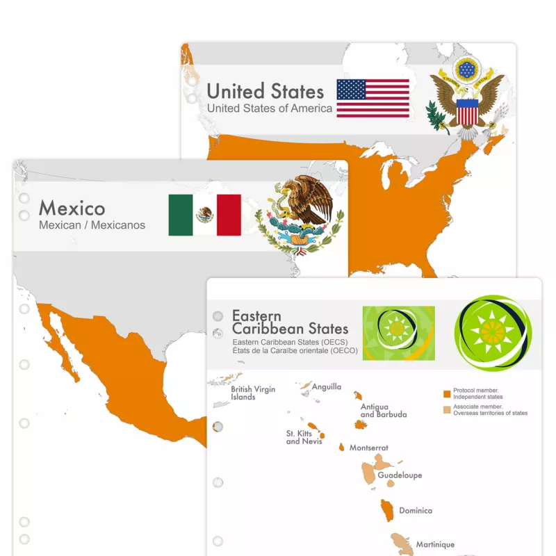 Interleaves sheets for North America coin album. Countries