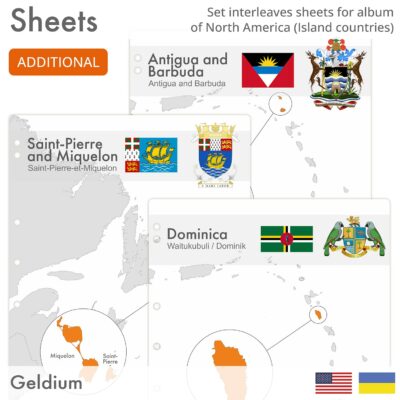 EN Cover Interleaves sheets for North America coin album. Island Countries