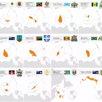 Interleaves sheets for North America coin album. Island Countries