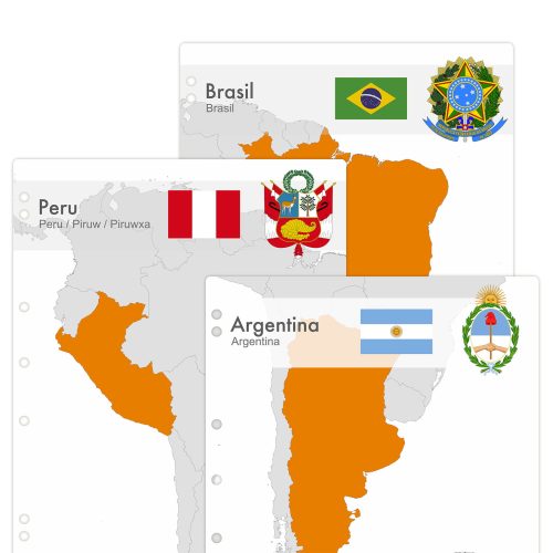 Interleaves sheets for South America coin album. Countries