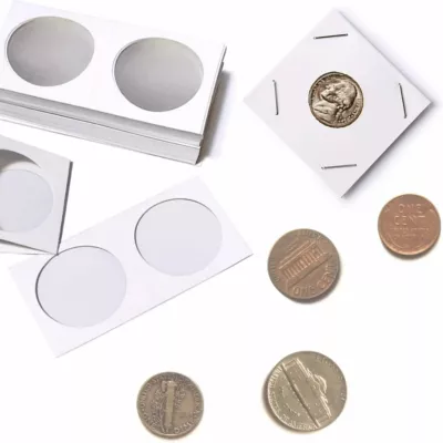 Coin Holders for paper clips, (white)