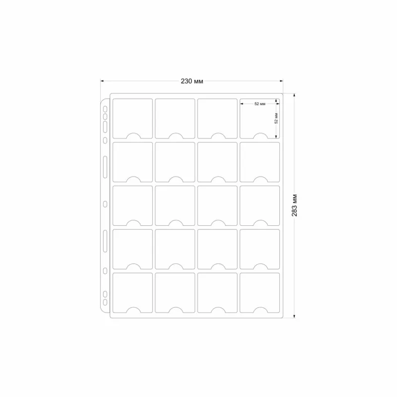 Sheet for coins in holders. "Grande" format